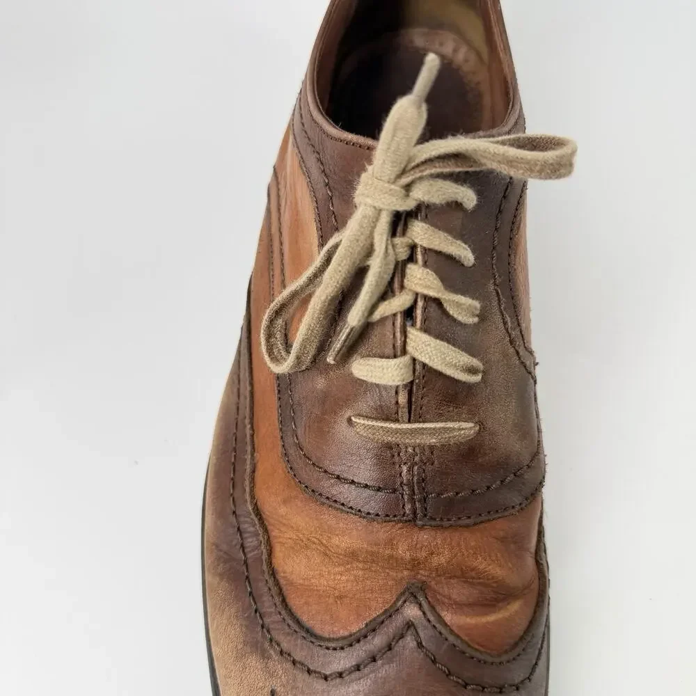 Johnston & Murphy 1850 Brown Leather Cap Toe Lace Up Oxfords Shoes Men's 10 M